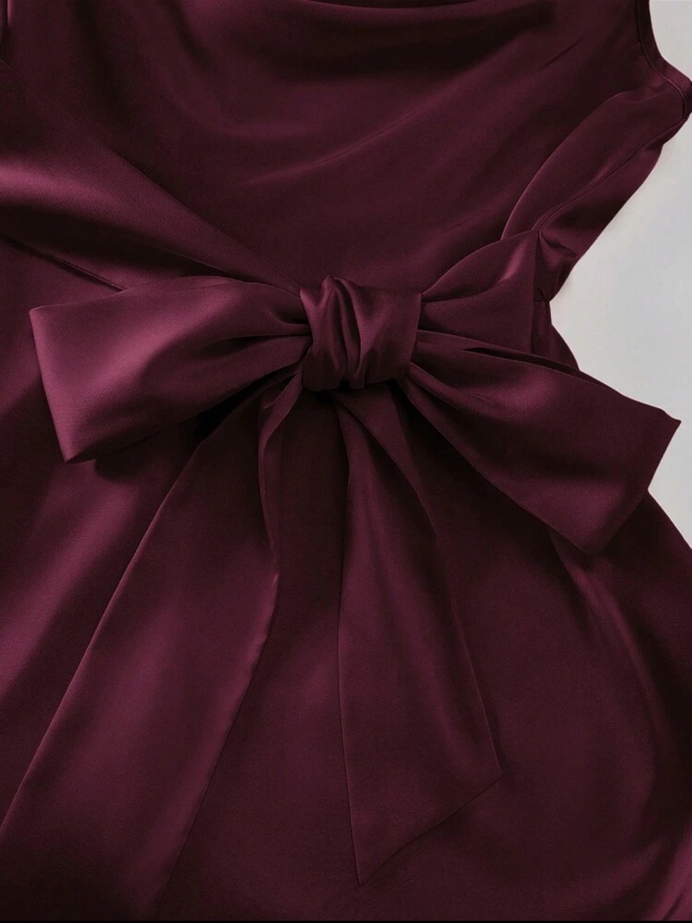 NWOT: Elegant Sleeveless Satin Dress with Waist Tie - Picture 4 of 7